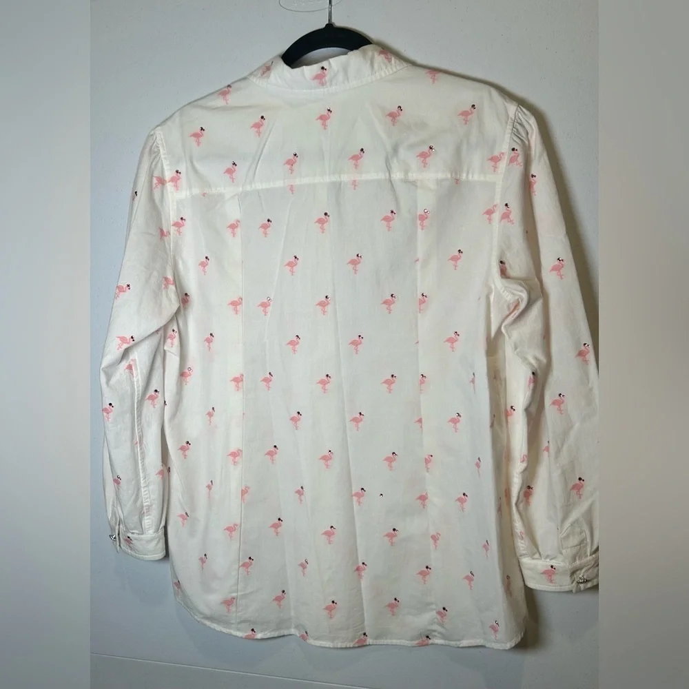 Marc Jacobs White Shirt with Pink Flamingo Pattern & Rhinestones. - Picture 3 of 11